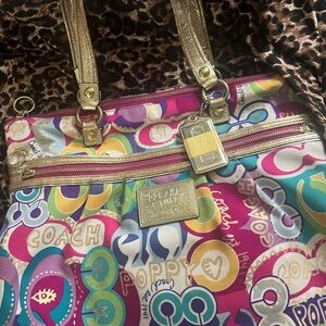 Coach Poppy Multicolor Logo Tote Bag